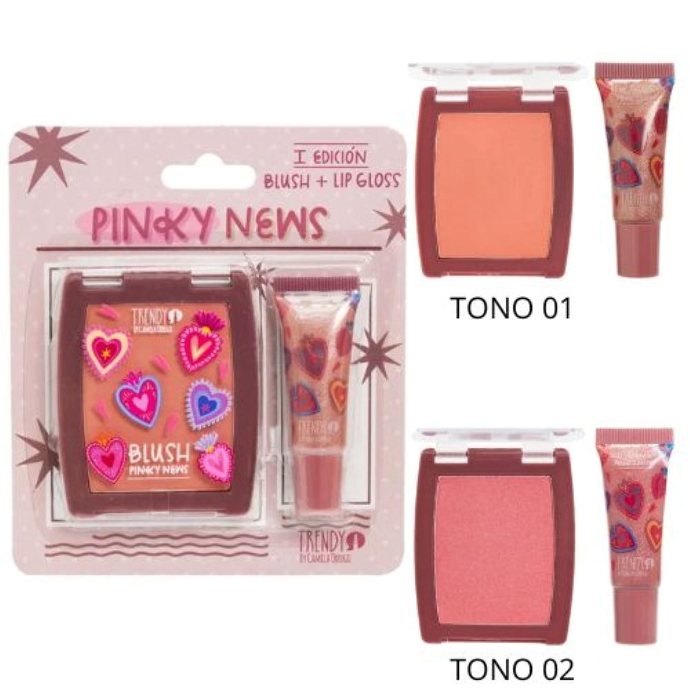 KIT RUBOR Y GLOSS PINKY NEWS TONO 01